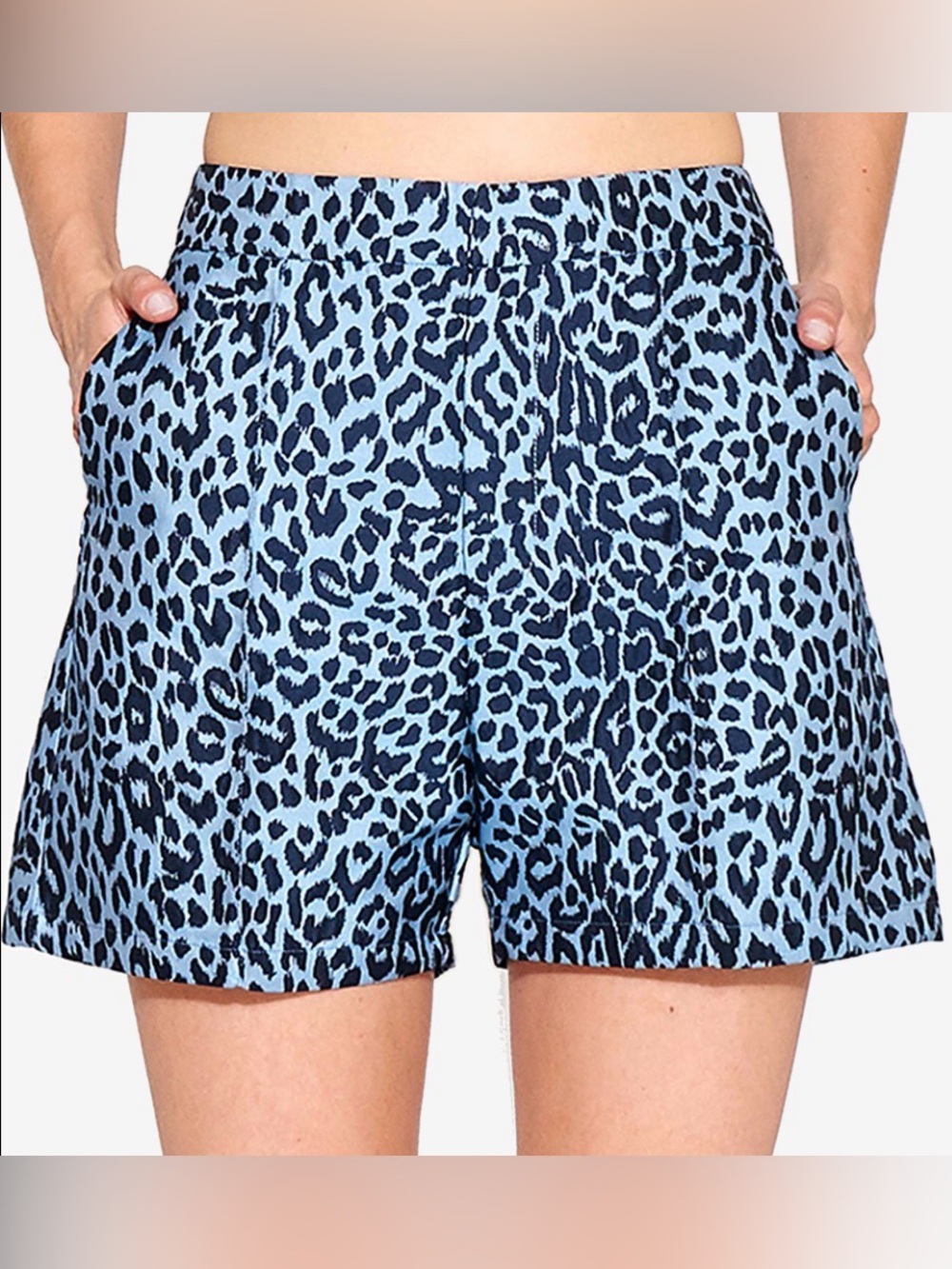 Canapé Blue Jaquard Leopard Print Women's Shorts
